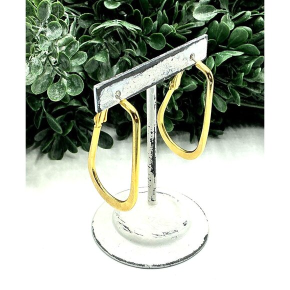 Gold-Tone Teardrop Hoop Earrings - Picture 6 of 6